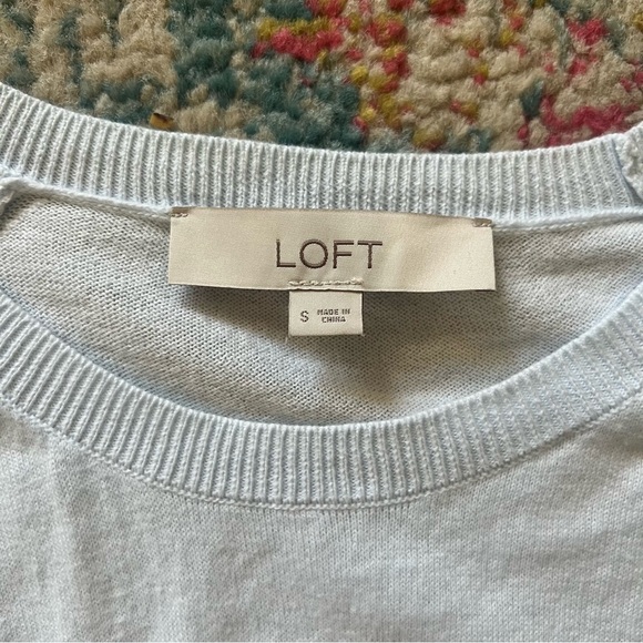 LOFT big Lebowski Knit Top size S soft blue - Picture 3 of 6